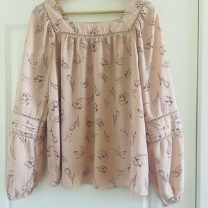 LC Lauren Conrad Blush Floral Blouse